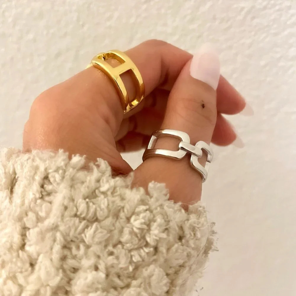 925 Sterling Silver Chunky Statement Ring Buckle … - image 8